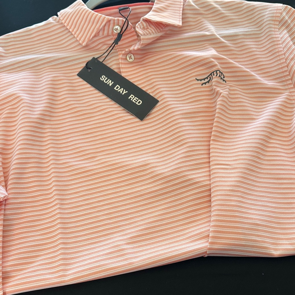 Sun Day Red Men's Coral Stripe Polo